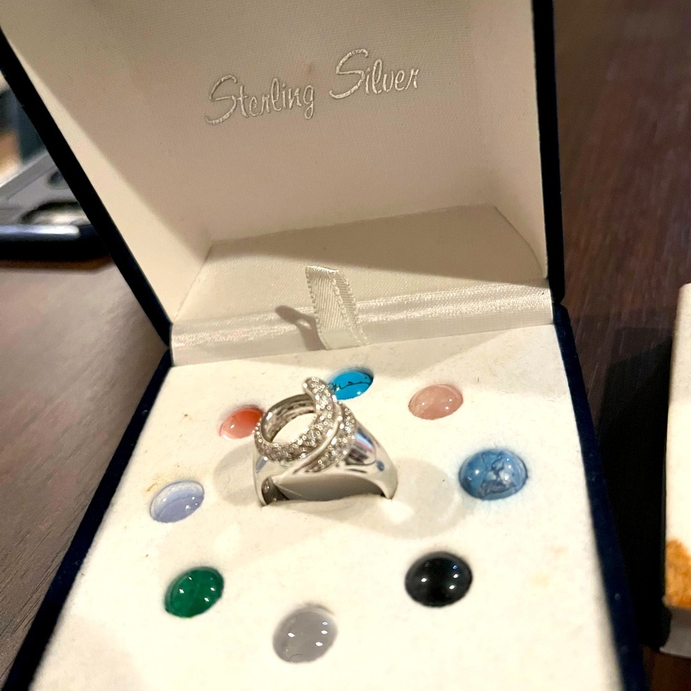 Vintage Sterling Silver size 8 Ring with Interchangeable Stones